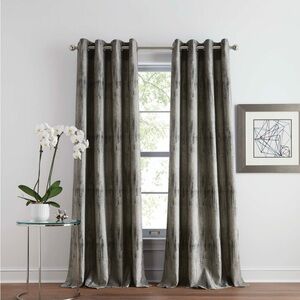 DKNY Basalt Jacquard Grommet Window Curtain Panel Pair 84” Black Ice
